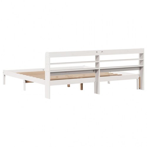Sengeramme 200x200 cm i massivt fyrretræ - hvid
