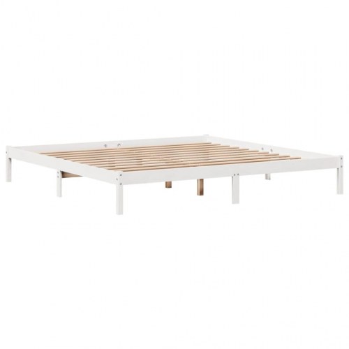 Sengeramme 200x200 cm i massivt fyrretræ - hvid