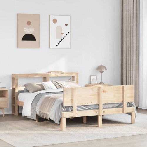 Sengeramme med sengegavl 120x190 cm - massivt fyrretræ