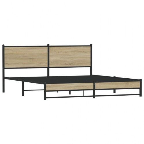 Sengeramme 180 x 200 cm - metal og sonoma-eg