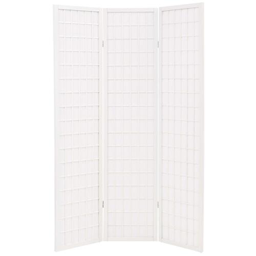 Foldbar 3-panels rumdeler japansk stil 120 x 170 cm hvid