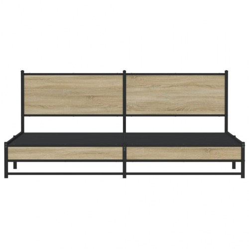 Sengeramme uden madras 193 x 203 cm - metal og sonoma-eg