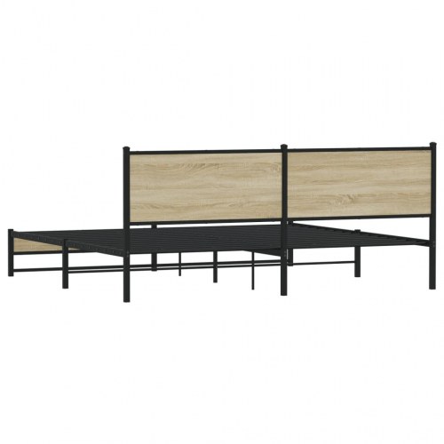 Sengeramme uden madras 193 x 203 cm - metal og sonoma-eg