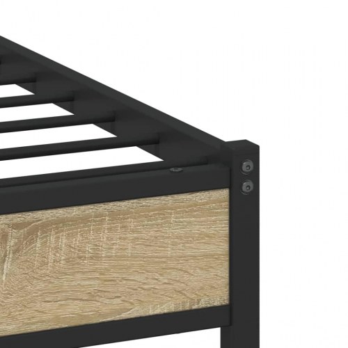 Sengeramme uden madras 193 x 203 cm - metal og sonoma-eg