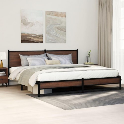Sengeramme uden madras med sengegavl 193 x 203 cm - brun egetræsfarve