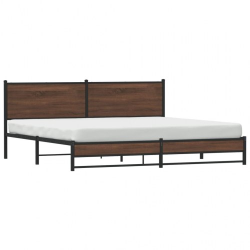 Sengeramme uden madras med sengegavl 193 x 203 cm - brun egetræsfarve