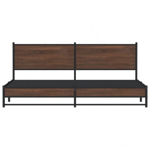 Sengeramme uden madras med sengegavl 193 x 203 cm - brun egetræsfarve