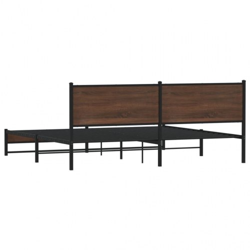 Sengeramme uden madras med sengegavl 193 x 203 cm - brun egetræsfarve