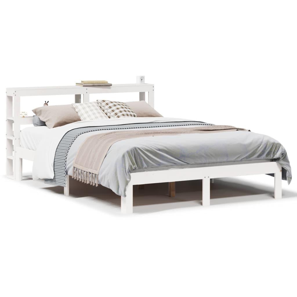 Sengeramme med sengegavl 120x190 cm massivt fyrretræ hvid