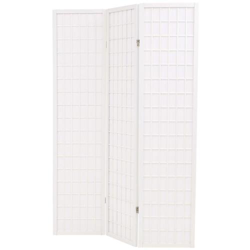 Foldbar 3-panels rumdeler japansk stil 120 x 170 cm hvid