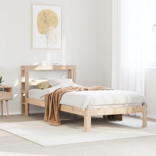 Sengeramme med sengegavl og hylder 90 x 200 cm - massivt fyrretræ