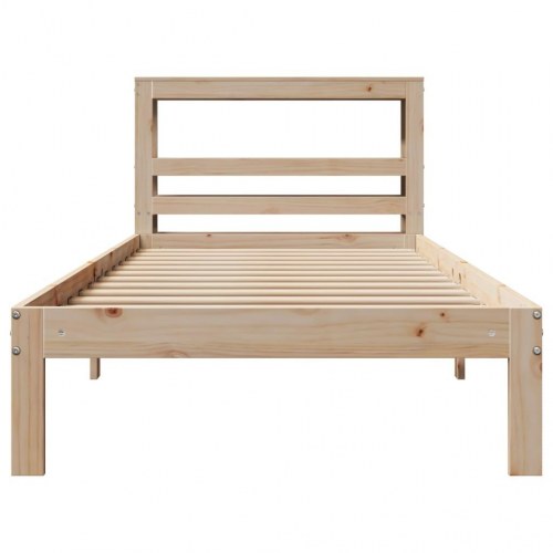 Sengeramme med sengegavl og hylder 90 x 200 cm - massivt fyrretræ