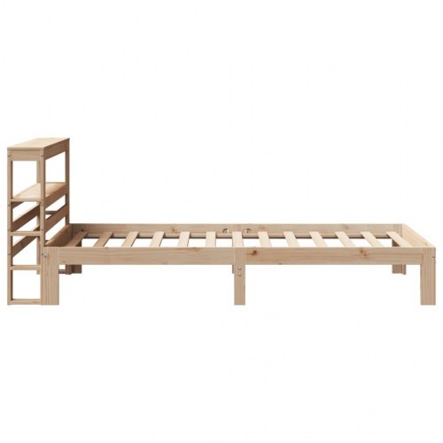 Sengeramme med sengegavl og hylder 90 x 200 cm - massivt fyrretræ