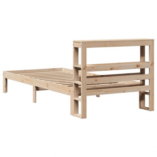 Sengeramme med sengegavl og hylder 90 x 200 cm - massivt fyrretræ