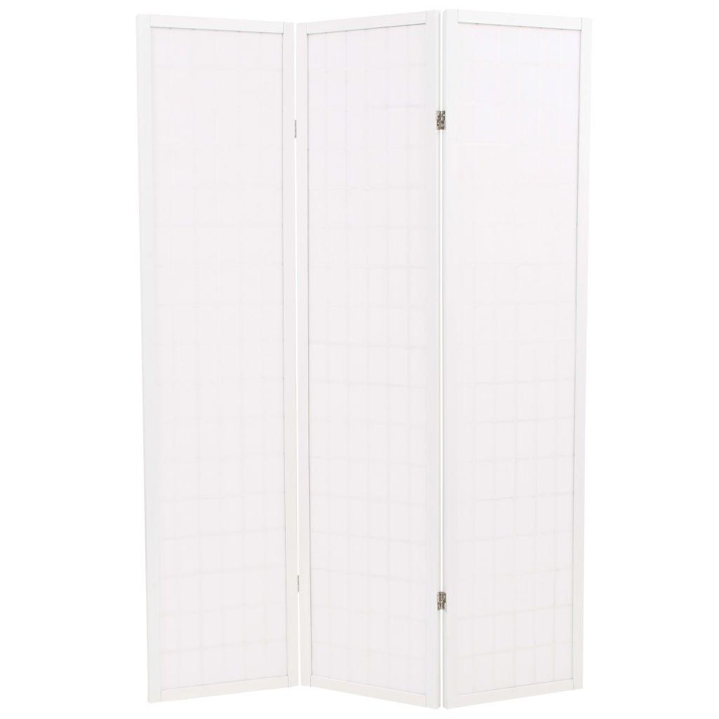 stang skjule skridtlængde Foldbar 3-panels rumdeler japansk stil 120 x 170 cm hvid