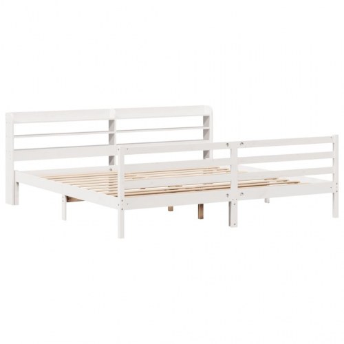 Sengeramme med hovedgærde hvid 200 x 200 cm