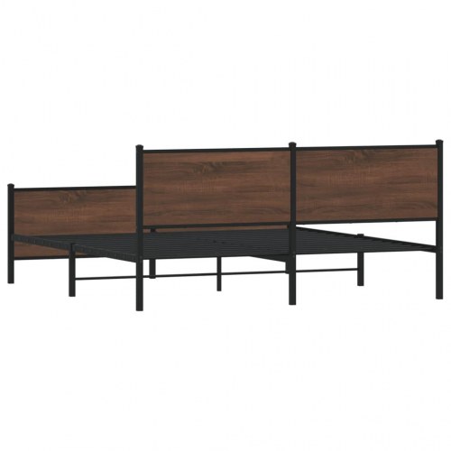 Sengeramme 200 x 200 cm i metal - brun egetræsfarve