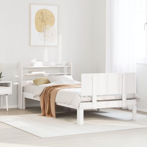 Sengeramme med hovedgærde 90 x 200 cm - hvid
