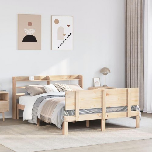 Sengeramme med sengegavl 150x200 cm massivt fyrretræ
