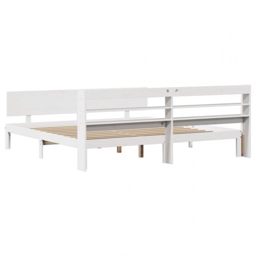 Sengeramme med hovedgærde uden madras - hvid 200 x 200 cm