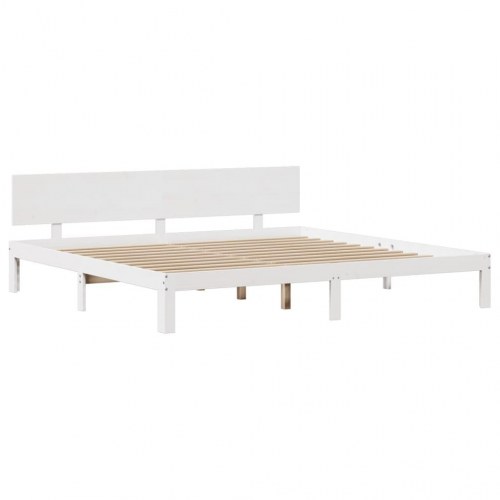 Sengeramme med hovedgærde uden madras - hvid 200 x 200 cm