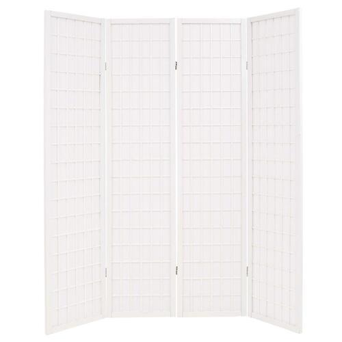 Foldbar 4-panels rumdeler japansk stil 160 x 170 cm hvid