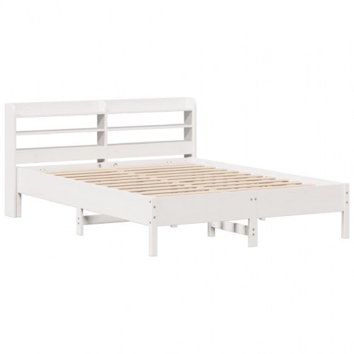 Sengeramme 135 x 190 cm i massivt fyrretræ - hvid
