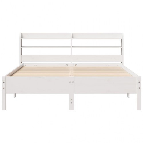 Sengeramme 135 x 190 cm i massivt fyrretræ - hvid