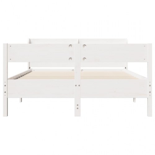 Sengeramme 150 x 200 cm i massivt fyrretræ - hvid