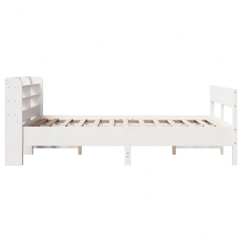 Sengeramme 150 x 200 cm i massivt fyrretræ - hvid
