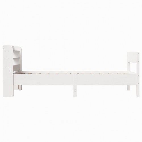 Sengeramme med sengegærde og hylder 75 x 190 cm - hvid