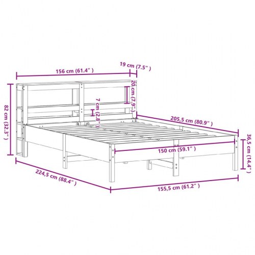 Sengeramme uden madras 150x200 cm massivt fyrretræ