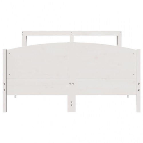 Sengeramme i massivt fyrretræ med hylder 150x200 cm - hvid
