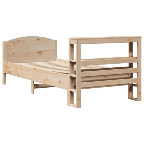 Sengeramme i massivt fyrretræ 75 x 190 cm med sengegavl og hylder