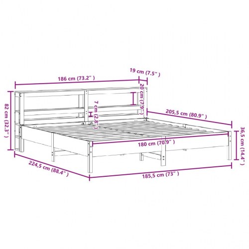 Sengeramme uden madras 180x200 cm massivt fyrretræ