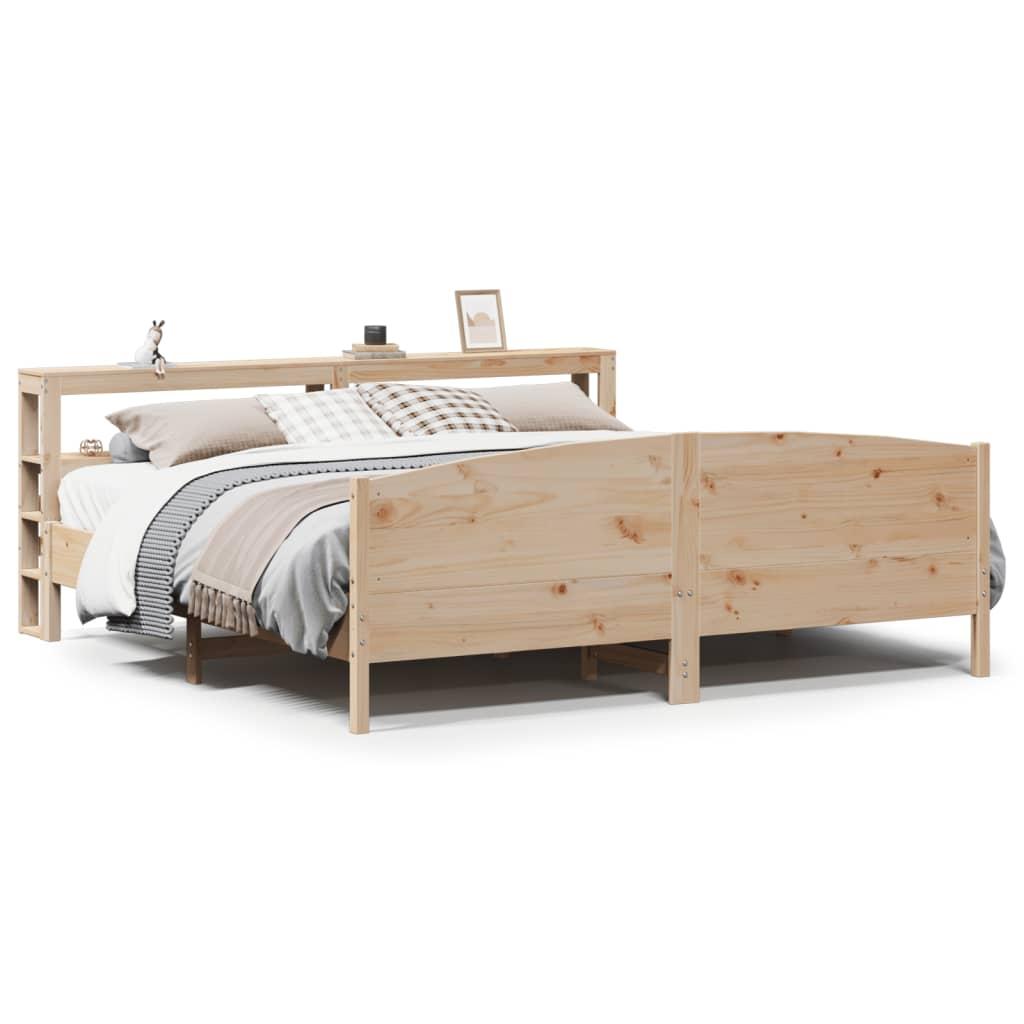 Sengeramme Uden Madras Massivt Fyrretræ - Naturfarvet / 180 x 200 cm