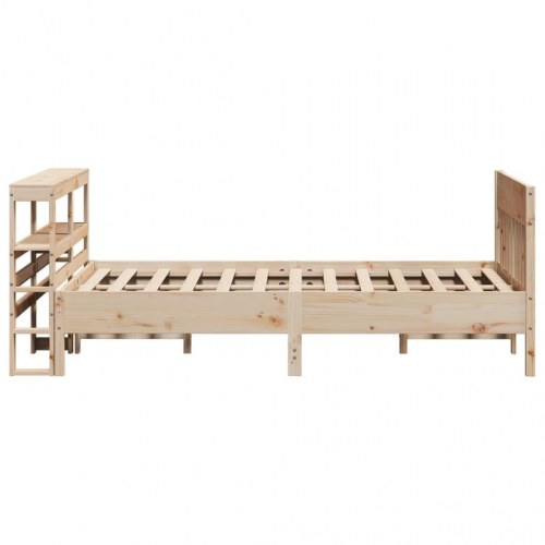 Sengeramme i massivt fyrretræ med sengegavl og hylder - 120 x 190 cm