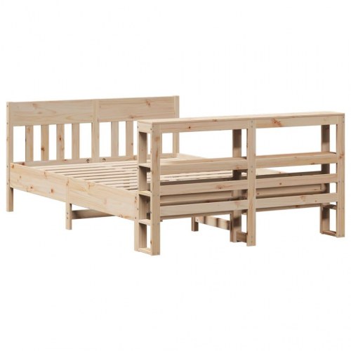 Sengeramme i massivt fyrretræ med sengegavl og hylder - 120 x 190 cm