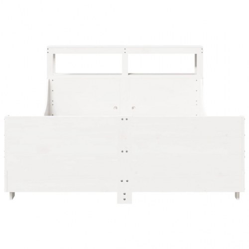 Sengeramme med hylder 150x200 cm - massivt fyrretræ, hvid