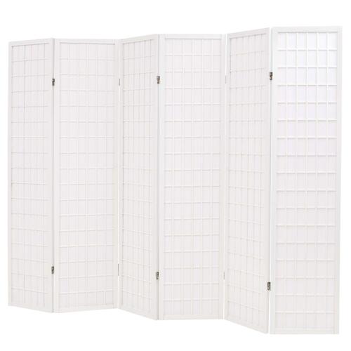 Foldbar 6-panels rumdeler japansk stil 240 x 170 cm hvid