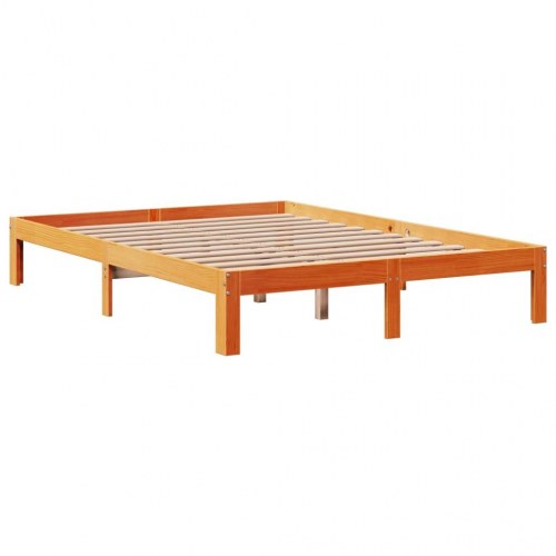 Sengeramme uden madras 135 x 190 cm med hylder - gyldenbrun