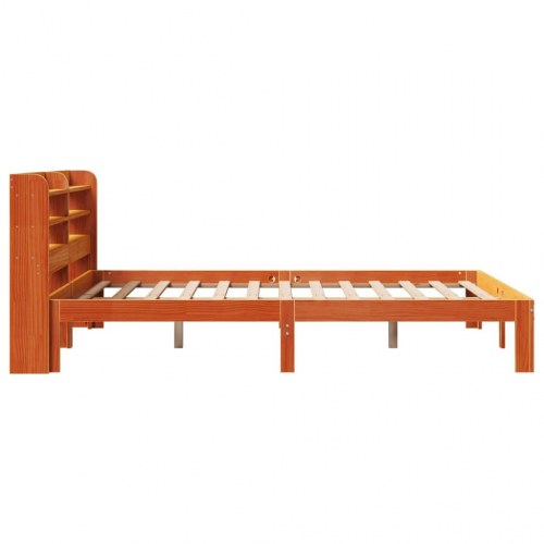 Sengeramme uden madras 135 x 190 cm med hylder - gyldenbrun