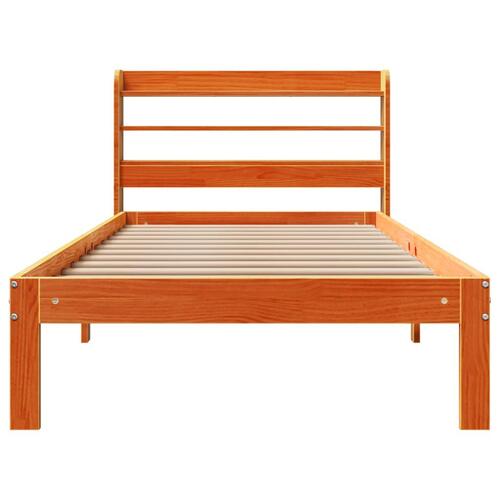 Sengeramme uden madras 75x190 cm massivt fyrretræ gyldenbrun