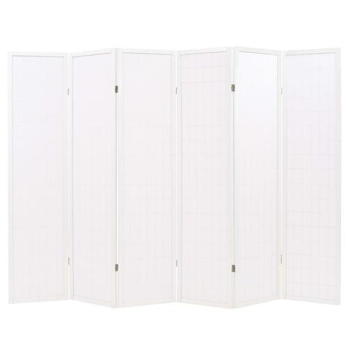 Foldbar 6-panels rumdeler japansk stil 240 x 170 cm hvid