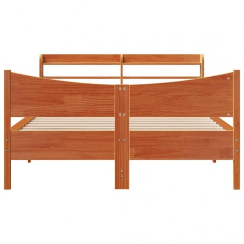 Sengeramme med sengegavl 120x190 cm massivt fyrretræ gyldenbrun