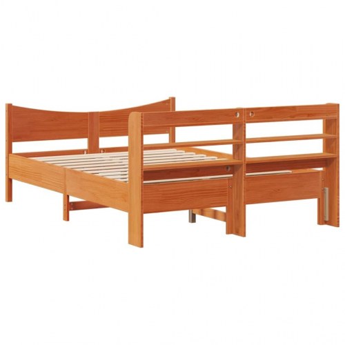 Sengeramme med sengegavl 120x190 cm massivt fyrretræ gyldenbrun