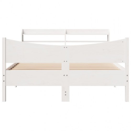 Sengeramme med sengegavl 140 x 200 cm i massivt fyrretræ - hvid
