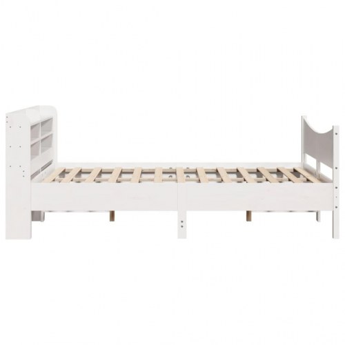 Sengeramme med sengegavl 140 x 200 cm i massivt fyrretræ - hvid
