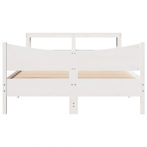 Sengeramme med sengegavl 120×200 cm - massivt fyrretræ, hvid