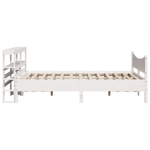 Sengeramme med sengegavl 120×200 cm - massivt fyrretræ, hvid